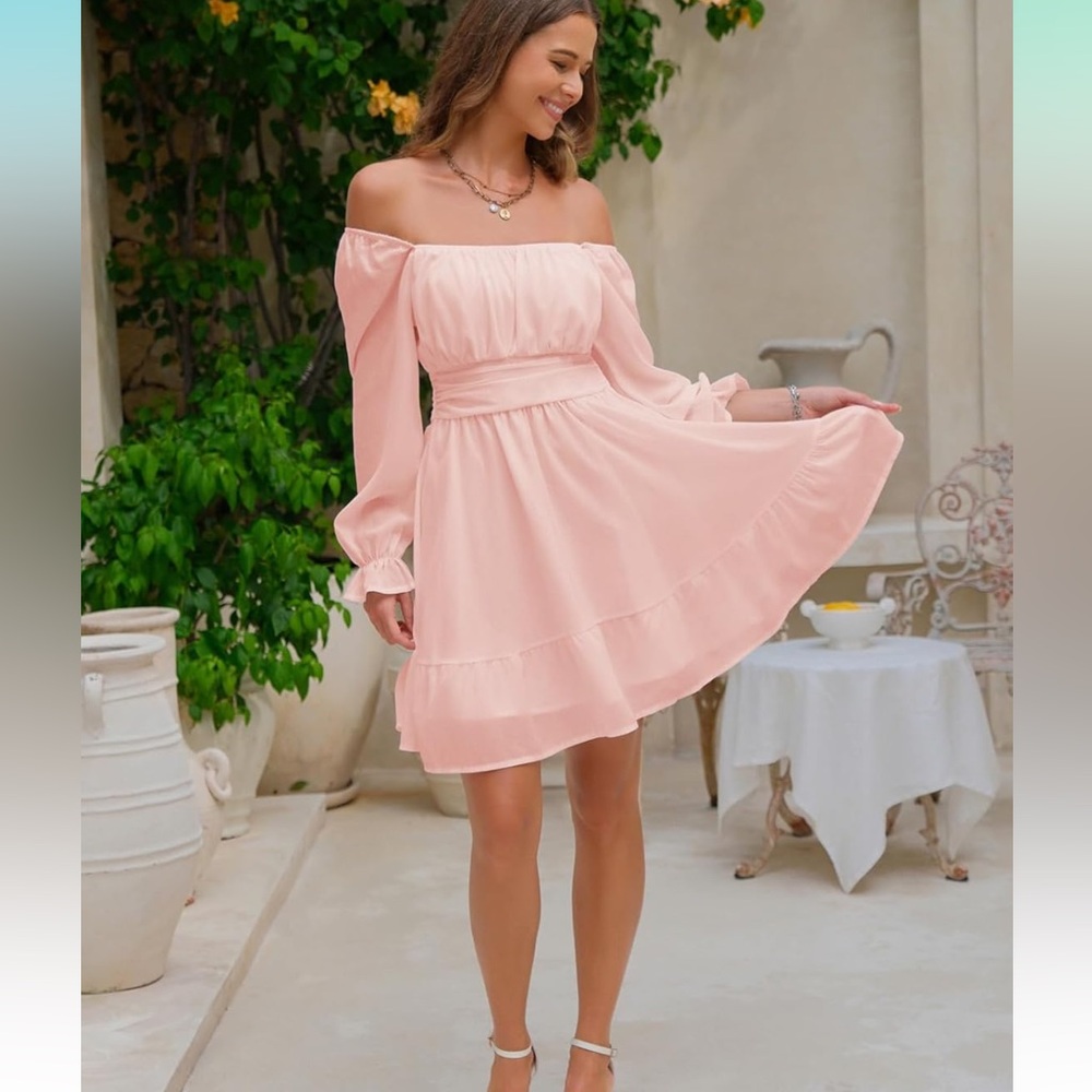 Elegant Off-Shoulder Pink Dress